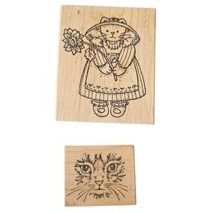 Azadi Earles Cat In Dress Cat Face Petaluma PSX Wood Mounted Rubber Stamp Craft